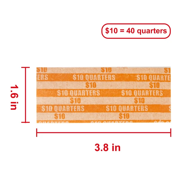 Alt view image 5 of 6 - LLIKED 105 PCS Striped Flat Coin Wrappers Quarters Rolls, Orange