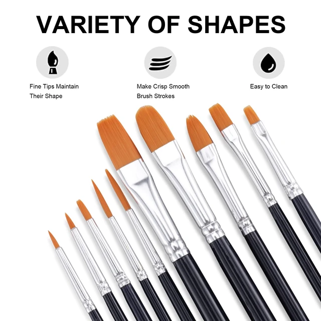 Alt view image 6 of 6 - GOTIDEAL Paint Brushes, Acrylic Paint Brushes, 10 Pcs Round Pointed Tip