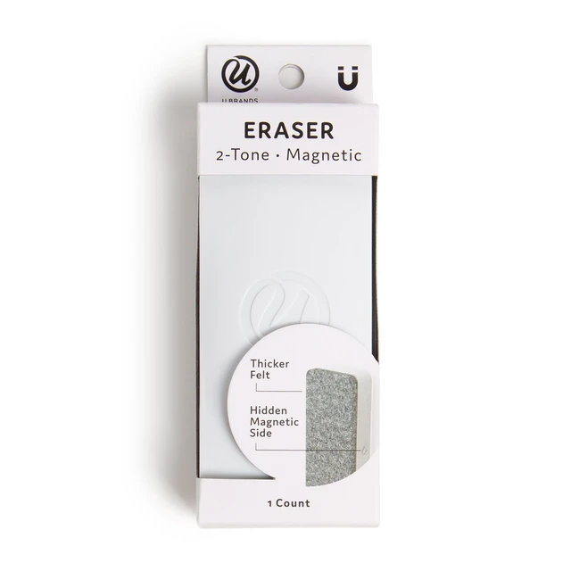Alt view image 2 of 5 - U Brands Magnetic Dry Erase Board Felt Eraser, 2"x5"x1", White, Lightweight Modern Design