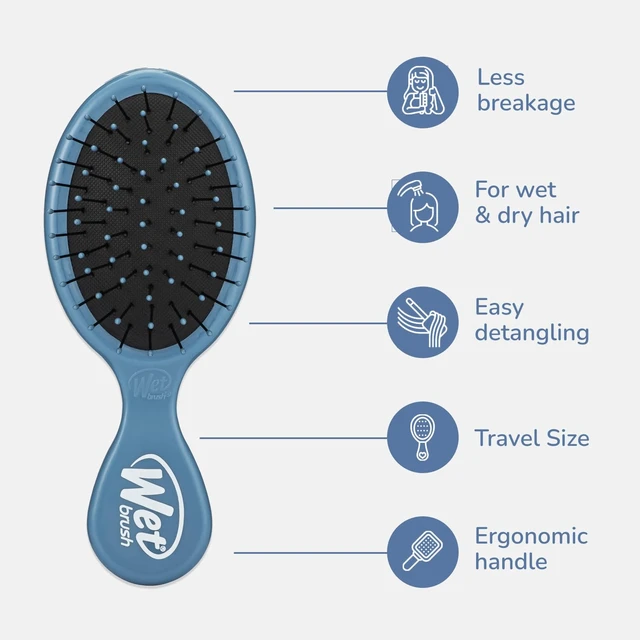 Alt view image 5 of 6 - Wet Brush Mini Detangler Hair Brush, Elemental Blue, Detangling Travel Hairbrush, Ultra-Soft IntelliFlex Bristles Glide Through Tangles with Ease, Pain-Free, All Hair Types