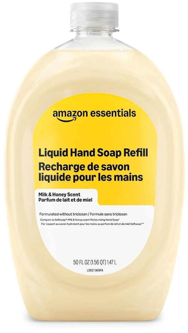 Main image of Amazon Essentials Liquid Hand Soap Refill, Milk and Honey Scent, Triclosan-free, 50 Fluid Ounces, Pack of 1 (Previously Amazon Basics)
