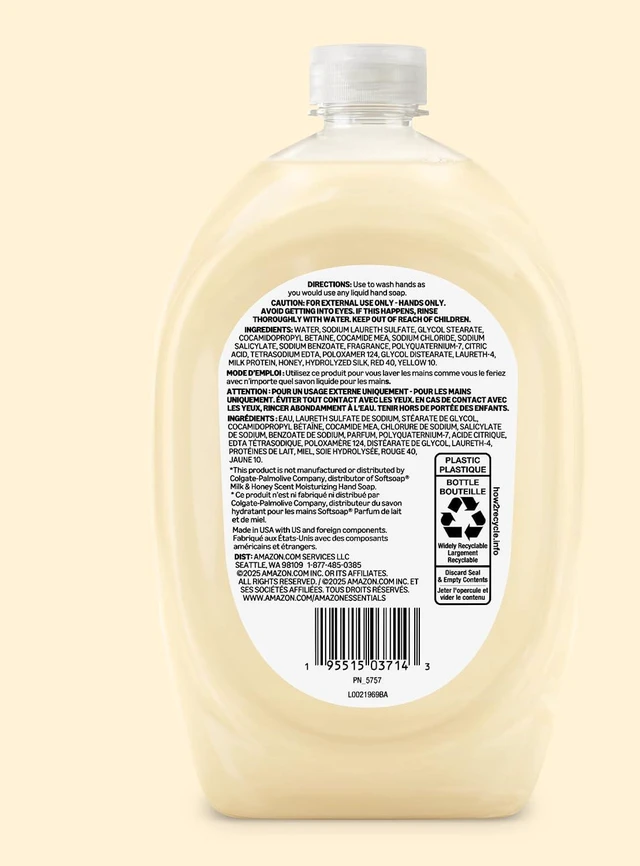 Alt view image 5 of 6 - Amazon Essentials Liquid Hand Soap Refill, Milk and Honey Scent, Triclosan-free, 50 Fluid Ounces, Pack of 1 (Previously Amazon Basics)