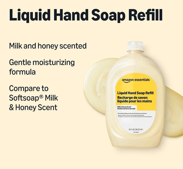 Alt view image 4 of 6 - Amazon Essentials Liquid Hand Soap Refill, Milk and Honey Scent, Triclosan-free, 50 Fluid Ounces, Pack of 1 (Previously Amazon Basics)
