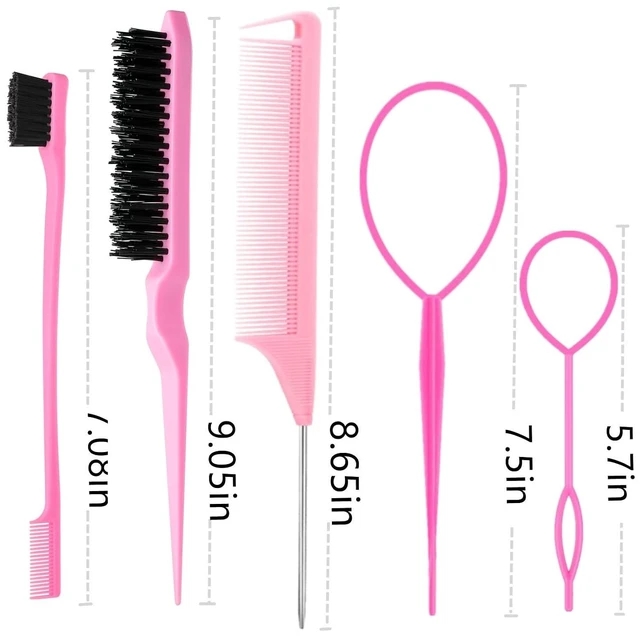 Alt view image 4 of 7 - ZVOREI 8Pcs Hair Brushes Set wit, Pink 4Pcs Topsy Hair Tail Tools