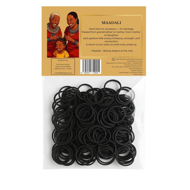 Alt view image 4 of 7 - 300 Black Hair Ties - Small Strong Rubber Bands for Thick, Curly & Afro Hair, Braids, Ponytails & Protective Styles - No Breakage Hair Elastics bands for Women & Girls - MAADALI