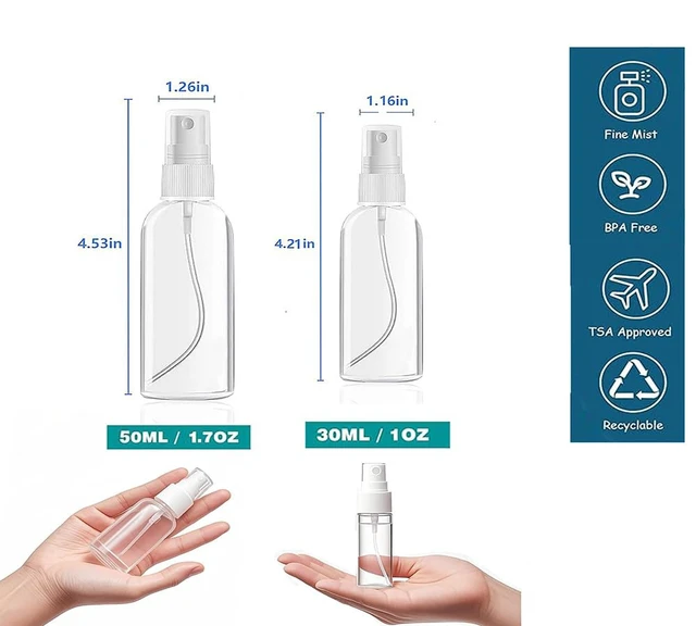 Alt view image 4 of 7 - 4Pk Clear Empty Travel Spray Bottles, Leakproof for Toner Face Hair