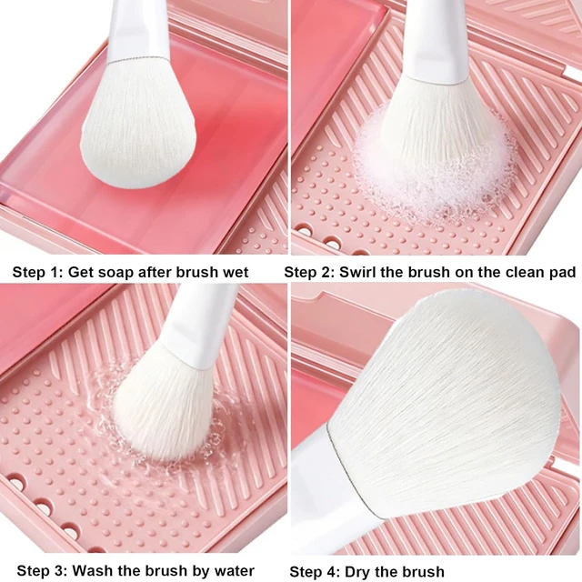Alt view image 2 of 6 - Makeup Brush Cleaner Solid Shampoo Soap With Cleaning Pad Mat to Remove Cosmetic Color Cleaning Makeup Sponges Brushes