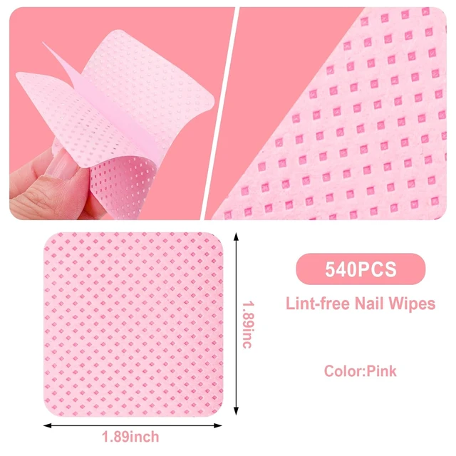 Alt view image 6 of 7 - Lint Free Nail Wipes, 540PCS Nail Supplies Nail Polish Remover Wipes