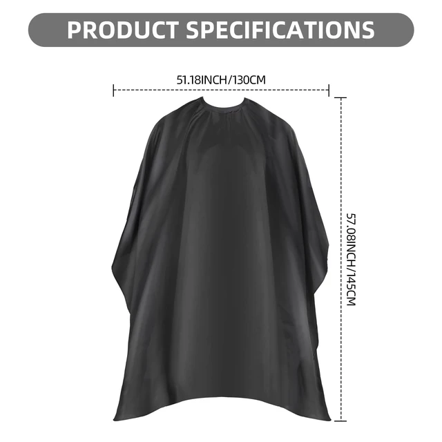 Alt view image 5 of 7 - Omvoina Professional Hair Cutting Cape with Adjustable Snap Closure, Salon Barber Cape,Waterproof Hairdressing Salon Cape - 57" x 51"(Black)