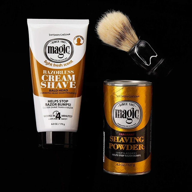 Alt view image 6 of 7 - SoftSheen-Carson Magic Razorless Shaving for Men, Magic Shaving Powder with Fragrance, Coarse Textured Beards, Formulated for Black Men, Depilatory, Helps Stop Razor Bumps, Since 1901, 4.5 oz