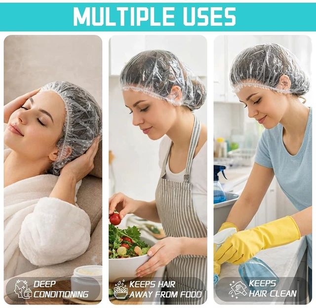 Alt view image 6 of 7 - 100 Pcs Disposable Shower Caps for Women & Men, 20.5in