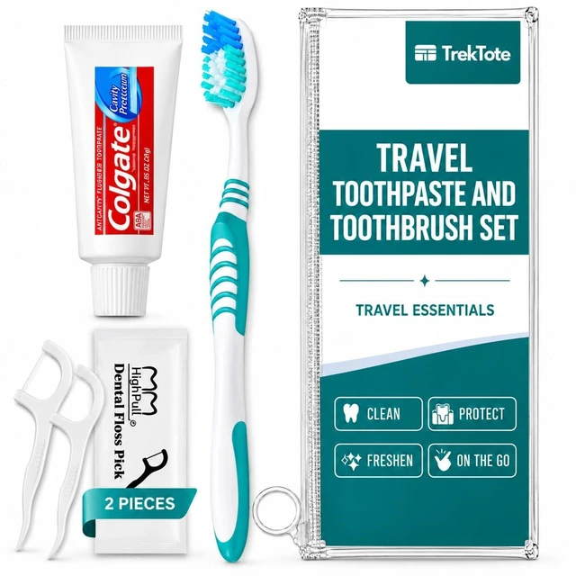 Main image of Travel Toothpaste And Toothbrush Kit with Name Brand Travel Size Toiletries