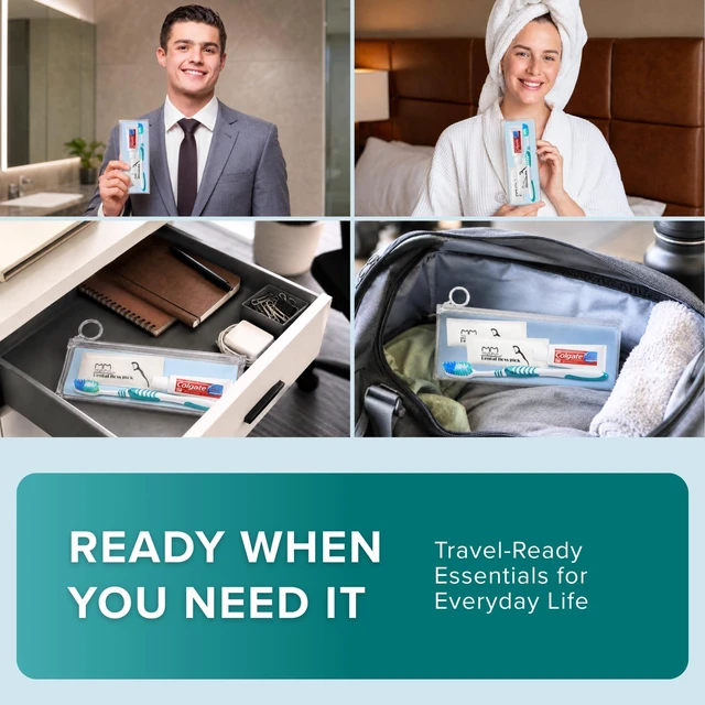 Alt view image 5 of 7 - Travel Toothpaste And Toothbrush Kit with Name Brand Travel Size Toiletries