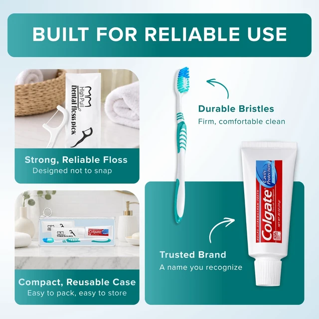 Alt view image 6 of 7 - Travel Toothpaste And Toothbrush Kit with Name Brand Travel Size Toiletries