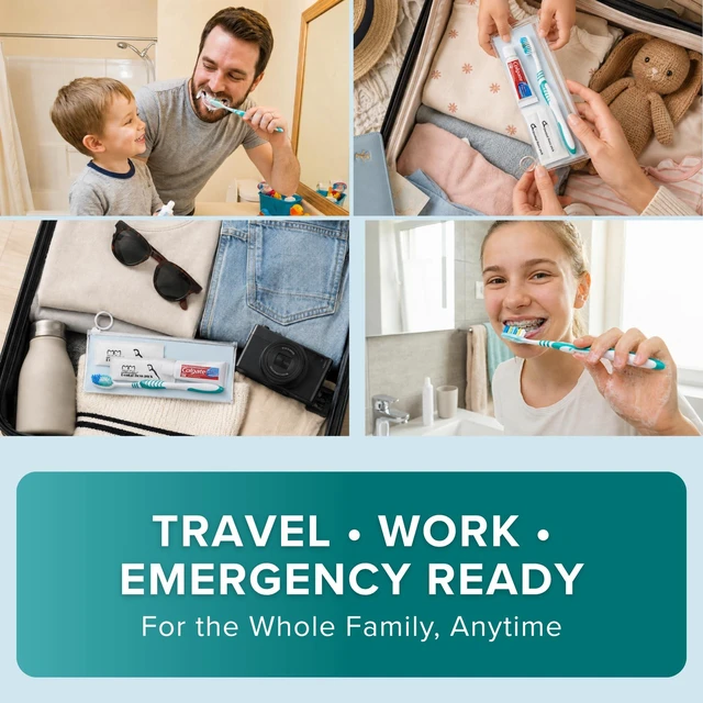 Alt view image 4 of 7 - Travel Toothpaste And Toothbrush Kit with Name Brand Travel Size Toiletries
