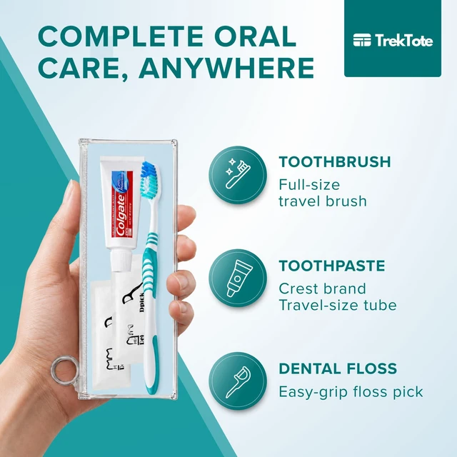 Alt view image 2 of 7 - Travel Toothpaste And Toothbrush Kit with Name Brand Travel Size Toiletries