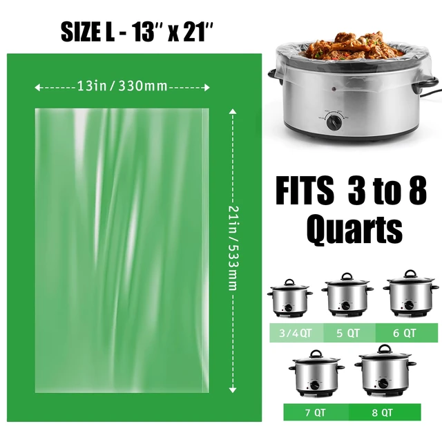 Alt view image 3 of 7 - OLESBUR 20 Count Slow Cooker Liners, 13"x21", Fits 3-8 Quarts, Disposable Pot Liners Compatible with Crockpot, Oval Large Size, BPA-Free Cooking Bags, Kitchen Accessories, Cook with Ease