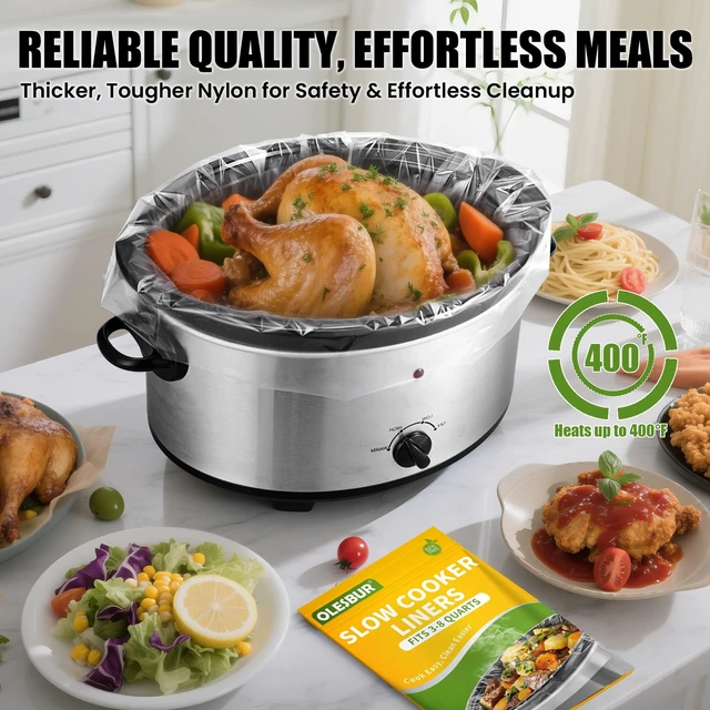 Alt view image 2 of 7 - OLESBUR 20 Count Slow Cooker Liners, 13"x21", Fits 3-8 Quarts, Disposable Pot Liners Compatible with Crockpot, Oval Large Size, BPA-Free Cooking Bags, Kitchen Accessories, Cook with Ease