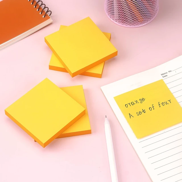 Alt view image 7 of 7 - Sticky Notes 3x3 in, Self-Adhesive Note, 4 Pads, 100 Sheets/Pad (Orange)