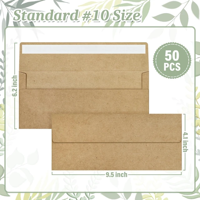 Alt view image 6 of 6 - Mulbozy 50Pcs #10 Kraft Envelopes Letter Size Windowless Self Seal Security