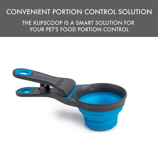 Alt view image 5 of 6 - Dexas Popware for Pets Collapsible Klip Scoop, 3-in-1 Pet Food Scoop, Measuring Cup and Bag Clip, 1/2 Cup Capacity, Pro Blue