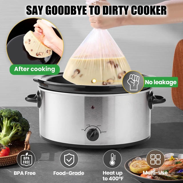 Alt view image 5 of 7 - OLESBUR 30 Count Slow Cooker Liners, 13"x21", Fits 3-8 Quarts, Disposable Pot Liners Compatible with Crockpot, Oval Large Size, BPA-Free Cooking Bags, Kitchen Accessories, Cook with Ease
