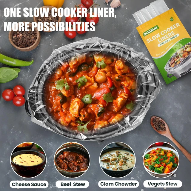 Alt view image 4 of 7 - OLESBUR 30 Count Slow Cooker Liners, 13"x21", Fits 3-8 Quarts, Disposable Pot Liners Compatible with Crockpot, Oval Large Size, BPA-Free Cooking Bags, Kitchen Accessories, Cook with Ease