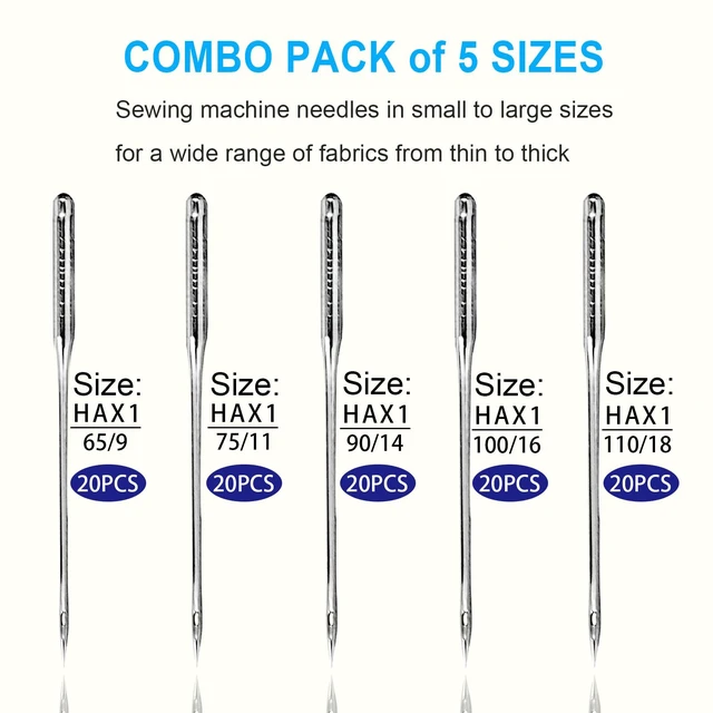 Alt view image 6 of 6 - Sewing Machine Needles, 100 Count HAX1 Universal Set, 5 Sizes