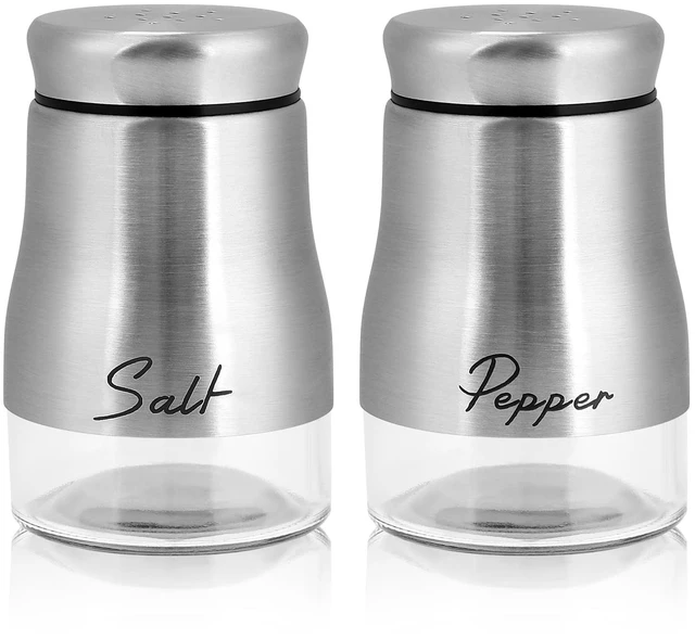 Main image of Accmor Salt and Pepper Shakers Set, 5 Ounce Salt and Pepper Shaker with Glass Bottom, Modern Salt Pepper Containers Dispenser for Home Kitchen Cooking Restaurants