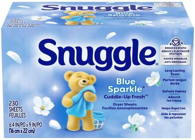 Main image of Snuggle Fabric Softener Dryer Sheets, Blue Sparkle, 230 Count