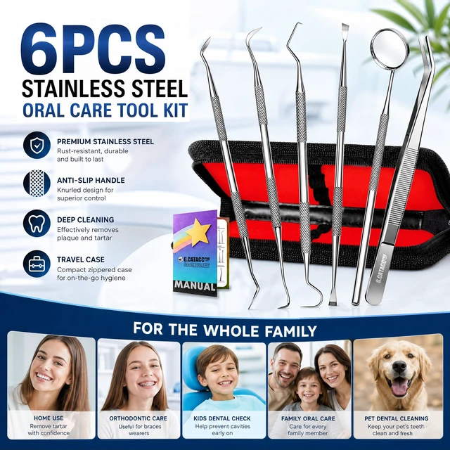 Alt view image 2 of 6 - G.CATACC Dental Pick Tools, Plaque Tartar Remover for Teeth Cleaning Kit