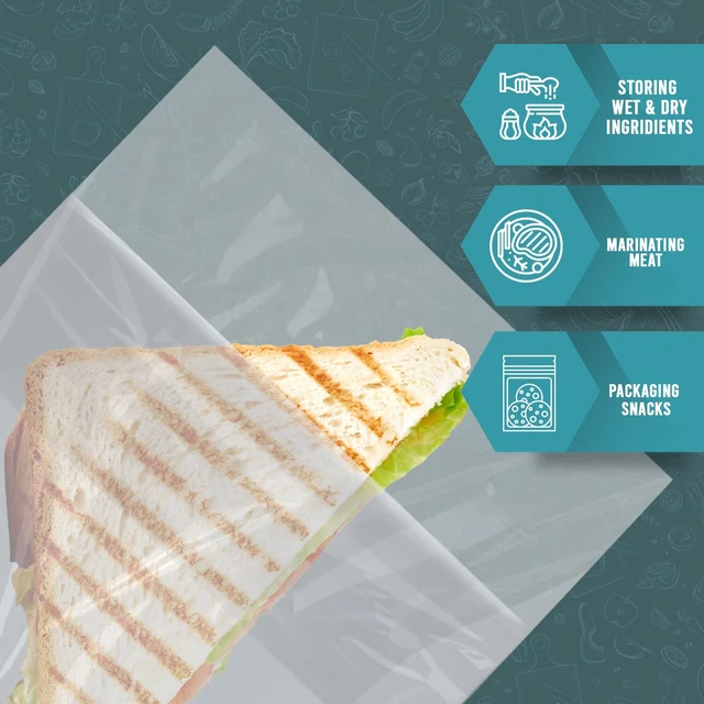 Alt view image 4 of 5 - PAMI Fold Top Sandwich Bags,Disposable,No Zipper,Easy Open,For Lunch,200-Pk