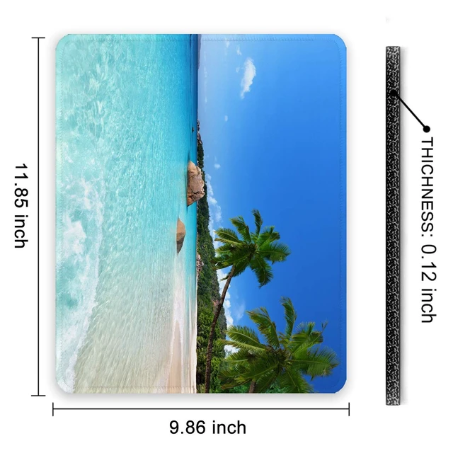 Alt view image 6 of 7 - Mouse Pad, 12 x 10 in Summer Beach Theme Computer Mouse Pad for Desk, Premium-Textured Non-Slip Rubber Stitched Edges Waterproof Square Gaming Mouse Mat for Gaming Work Wireless Mice, Blue