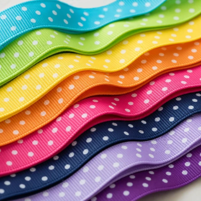 Alt view image 3 of 7 - QingHan Grosgrain Ribbons for Crafts Gifts Wrapping 3/8" Boutique Polka Dot Fabric Ribbon 40yd (20 x 2yd)