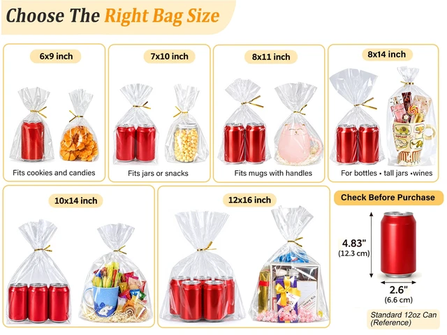 Alt view image 6 of 6 - PigPotParty Cellophane Treat Bags 6x9 Inch, 50 Pack, Clear Goodie Bags