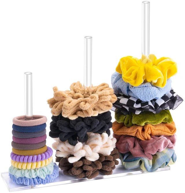 Main image of SMUK 3-Tiers Acrylic Scrunchie Holder Stand, Clear Hair Tie Organizer Storage for Women Teen Girls Gifts Scrunchy Hair Accessories Organizer