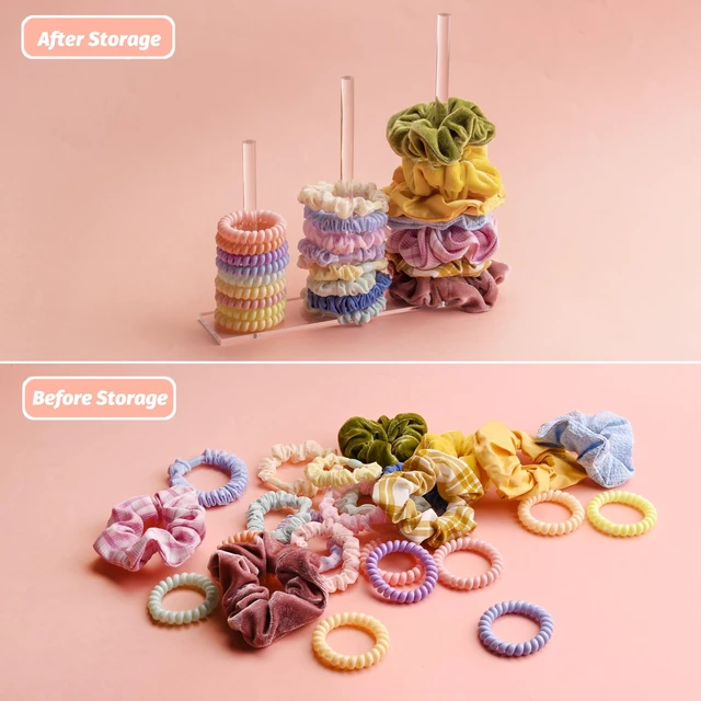 Alt view image 2 of 6 - SMUK 3-Tiers Acrylic Scrunchie Holder Stand, Clear Hair Tie Organizer Storage for Women Teen Girls Gifts Scrunchy Hair Accessories Organizer
