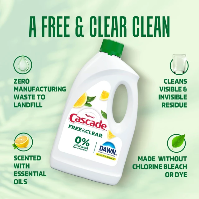 Alt view image 2 of 6 - Cascade Free & Clear Dishwasher Detergent Liquid Gel, Dish Detergent, Dishwasher Soap, Lemon, 75oz