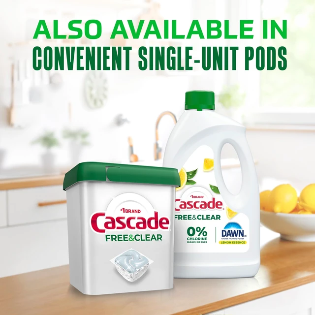 Alt view image 4 of 6 - Cascade Free & Clear Dishwasher Detergent Liquid Gel, Dish Detergent, Dishwasher Soap, Lemon, 75oz