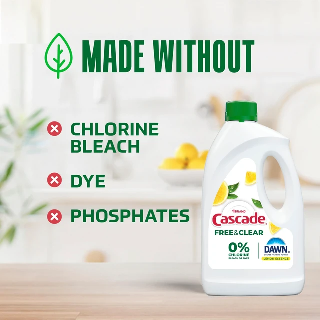 Alt view image 6 of 6 - Cascade Free & Clear Dishwasher Detergent Liquid Gel, Dish Detergent, Dishwasher Soap, Lemon, 75oz