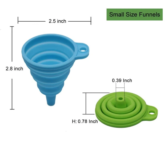 Alt view image 2 of 5 - KongNai Kitchen Funnel Set 4 Pack, Small and Large, Kitchen Gadgets Accessories Foldable Silicone Collapsible Funnels for Filling Water Bottle Liquid Transfer Food Grade