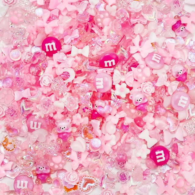Alt view image 2 of 6 - 320PCS Pink Assorted Mix 3D Nail Charms, Cute Resin Charms for Acrylic Nail Decoration DIY Crafts, Flatback Kawaii Y2K Heart Star Bow Flower Embellishments