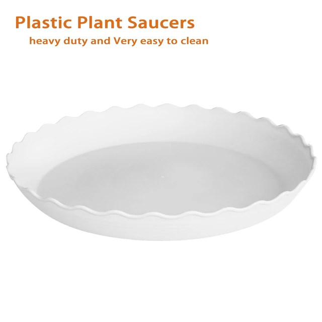 Alt view image 5 of 7 - 6 Pack Plant Saucer, 6 8 10 12 14 16 inch Plant Trays for Pots, Heavy Duty Plant Saucer for Indoors no Holes, Plastic Plant Saucer for Planter (6", White)