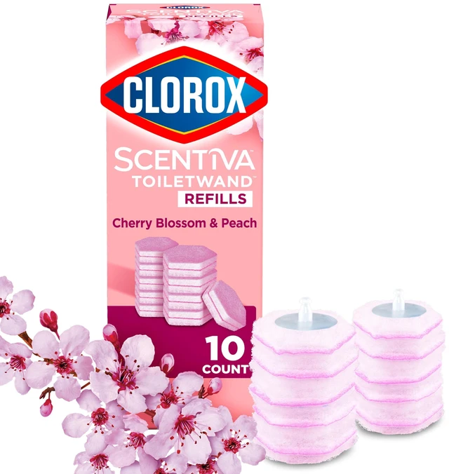 Main image of Clorox Scentiva ToiletWand Refills, Cherry Blossom and Peach, 10 Count