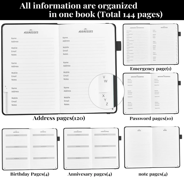 Alt view image 5 of 6 - JUBTIC Address Book Password Keeper with Alphabetical Tabs 5.3"x7.7"