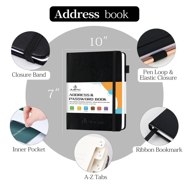 Alt view image 2 of 6 - JUBTIC Address Book Password Keeper with Alphabetical Tabs 5.3"x7.7"