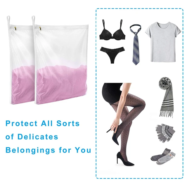Alt view image 4 of 5 - GOGOODA 2 Pack Delicates Laundry Bags, Fine Mesh Wash Bag with Hanging Loop
