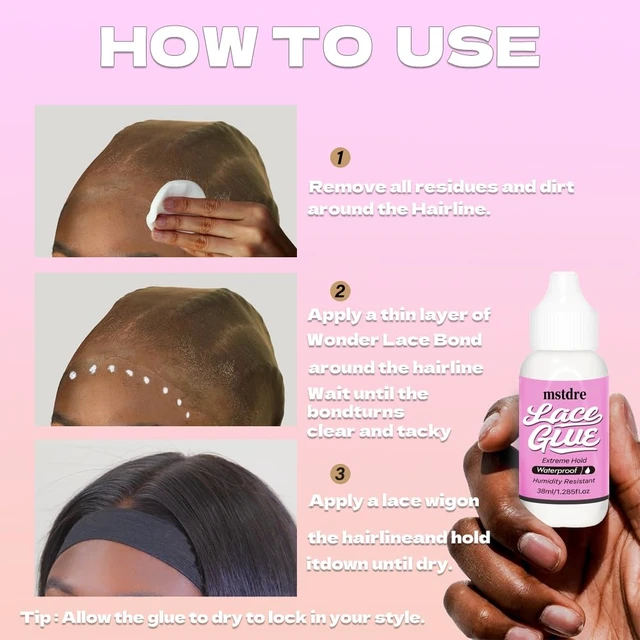 Alt view image 4 of 5 - Mstder Lace Wig Glue Extreme Styling Invisible Bonding Non-Toxic, Odorless, Moisture and Water Resistant 1.285 Liquid Ounces