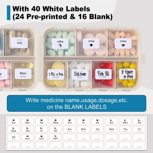 Alt view image 2 of 7 - 14 GRIDS Travel Pill Organizer Box with Labels - Travel Medicine Case Kit - Pocket Daily Pharmacy Container - Travel Medication Holder Dispenser for Fish Oil Vitamin Supplement Storage - Khaki