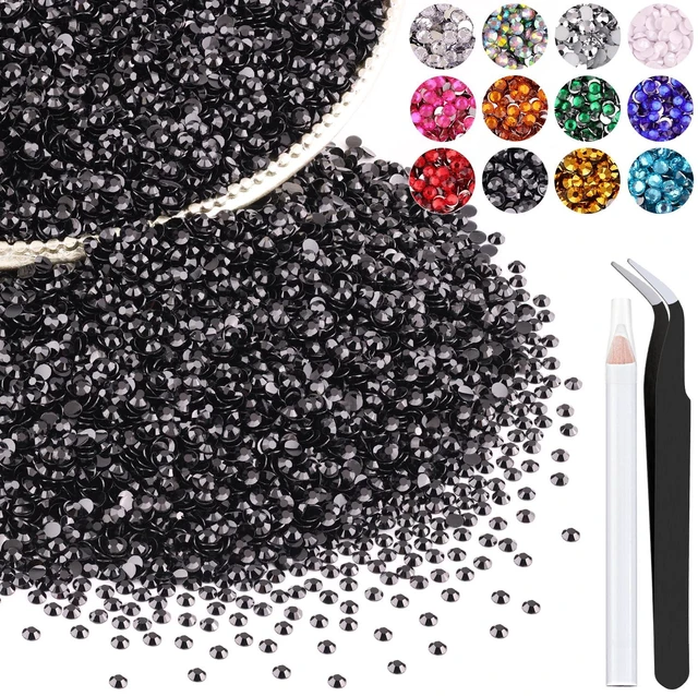 Main image of 5000PCS 3mm Resin Rhinestones in Bulk (Black), Bedazzling Flatback Crystals for Crafts DIY Nail Decoration, Gems Charms for Tumbler Shoes Clothing Fabric with Pickup Pen and Tweezers